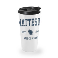 Matteson Wisconsin Wi Vintage Athletic Navy Sports Design Travel Mug | Artistshot