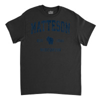 Matteson Wisconsin Wi Vintage Athletic Navy Sports Design Classic T-shirt | Artistshot