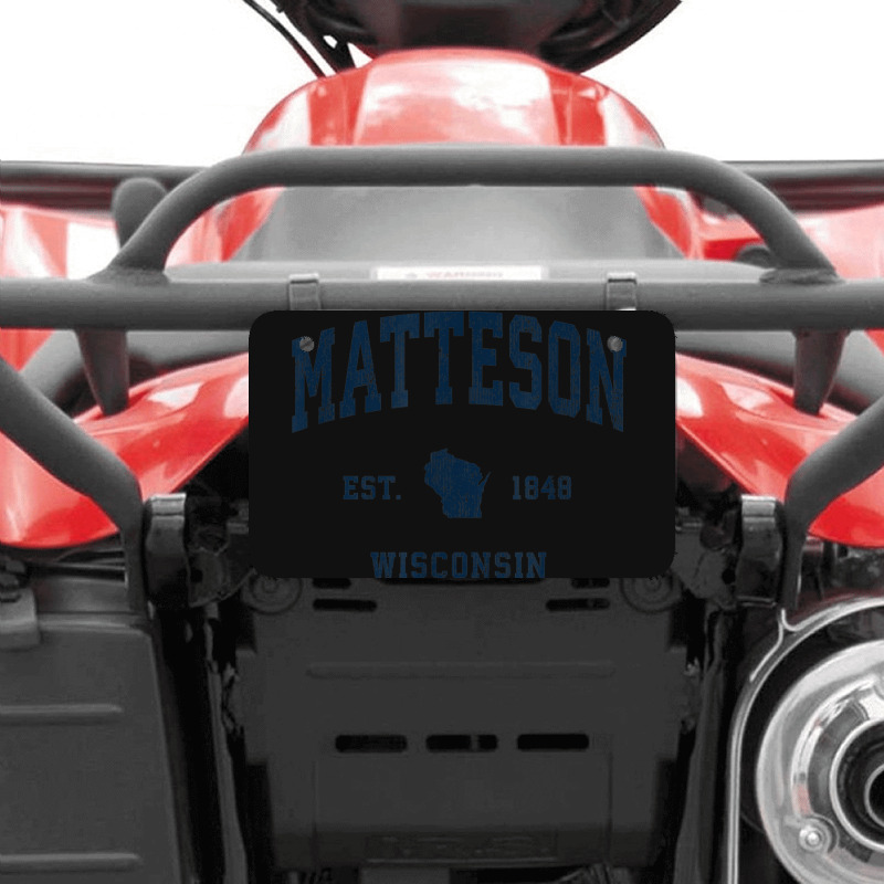 Matteson Wisconsin Wi Vintage Athletic Navy Sports Design Atv License Plate | Artistshot