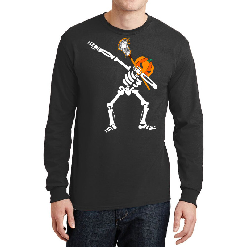 Cute Halloween Costume Dabbing Skeleton Lacrosse Sport Lover Long Sleeve Shirts | Artistshot