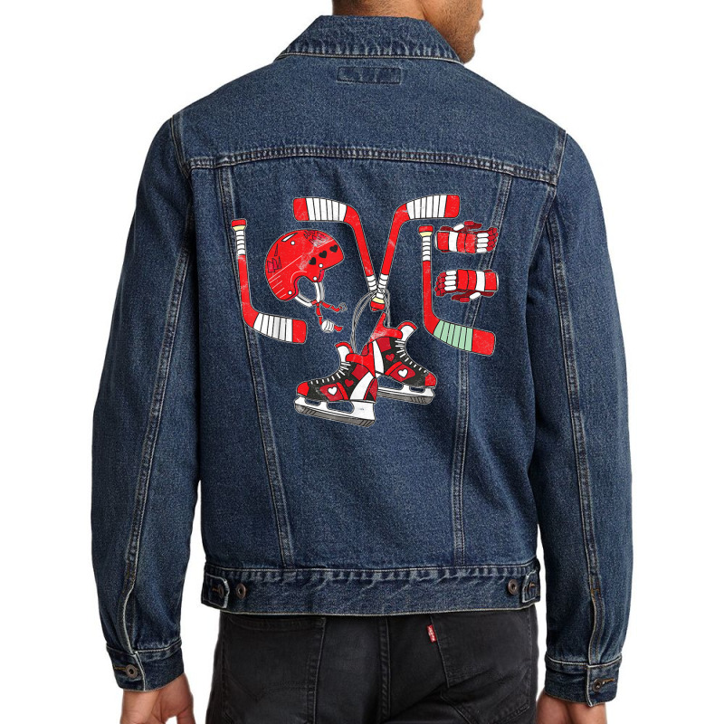 Ice Hockey Heart Valentines Day Love Gift Boys Girls Goalie Men Denim Jacket by cm-arts | Artistshot