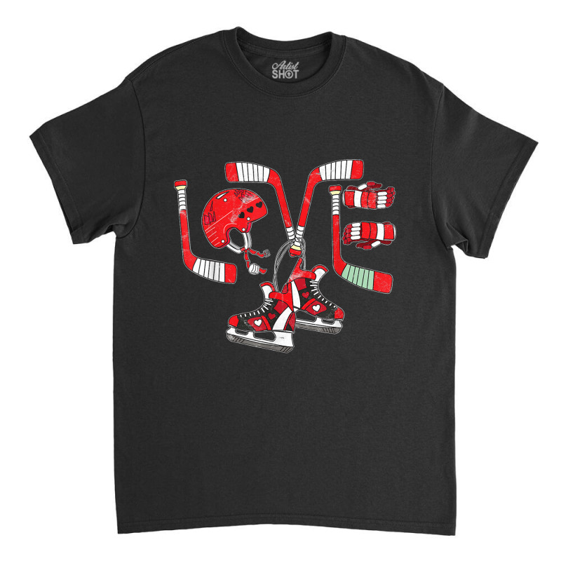 Ice Hockey Heart Valentines Day Love Gift Boys Girls Goalie Classic T-shirt by cm-arts | Artistshot