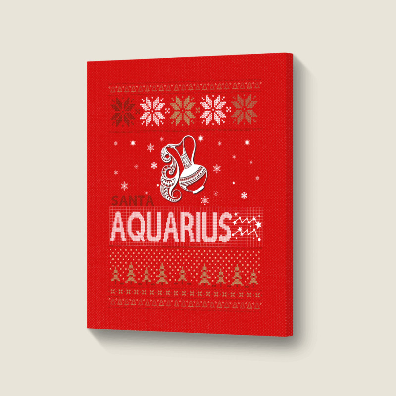 Santa Aquarius Christmas Ugly T Shirts Portrait Canvas Print | Artistshot