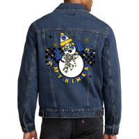 Retro Happy Chrismukkah Snowman Jewish Holiday Groovy Men Denim Jacket | Artistshot