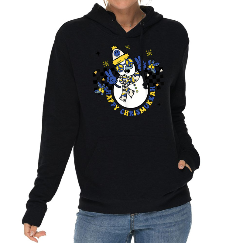 Retro Happy Chrismukkah Snowman Jewish Holiday Groovy Lightweight Hoodie | Artistshot