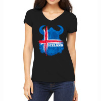 Iceland Flag Soccer Icelandic Football Fan Women's V-neck T-shirt | Artistshot