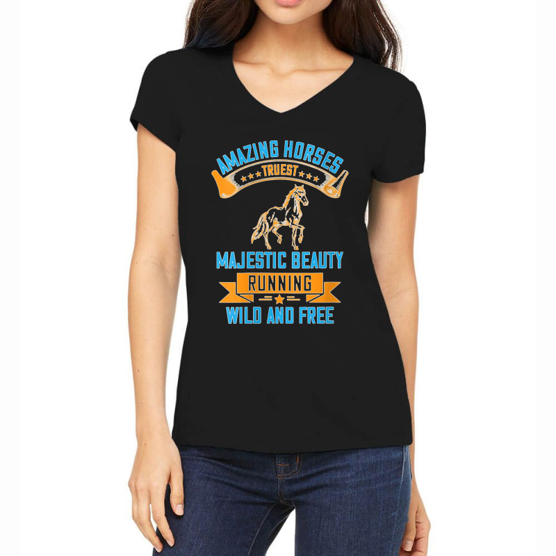 Womens Amazing Horses Truest Majestic Beauty Running Wild And Free V N Women's V-Neck T-Shirt by JillMarie | Artistshot