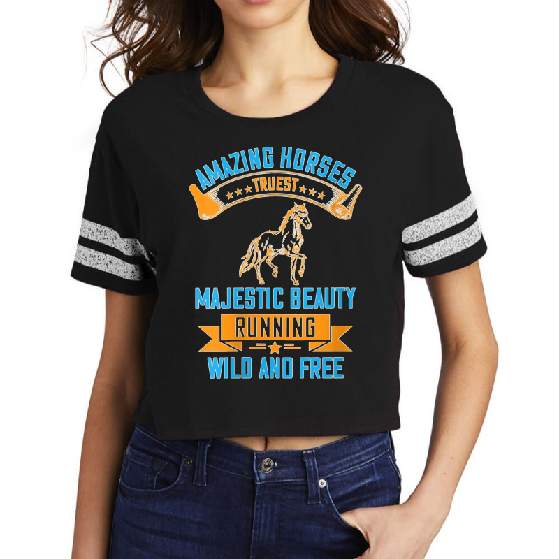 Womens Amazing Horses Truest Majestic Beauty Running Wild And Free V N Scorecard Crop Tee by JillMarie | Artistshot