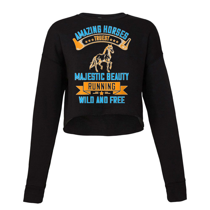 Womens Amazing Horses Truest Majestic Beauty Running Wild And Free V N Cropped Sweater by JillMarie | Artistshot