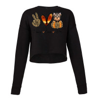 Peace Love Yorkshire Terrier   Autumn Peace Dog Lover Cropped Sweater | Artistshot