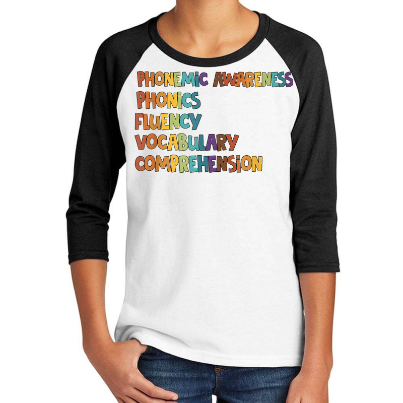 Phonemic Awareness Phonics Fluency Early Literacy Education T Shirt Youth 3/4 Sleeve | Artistshot