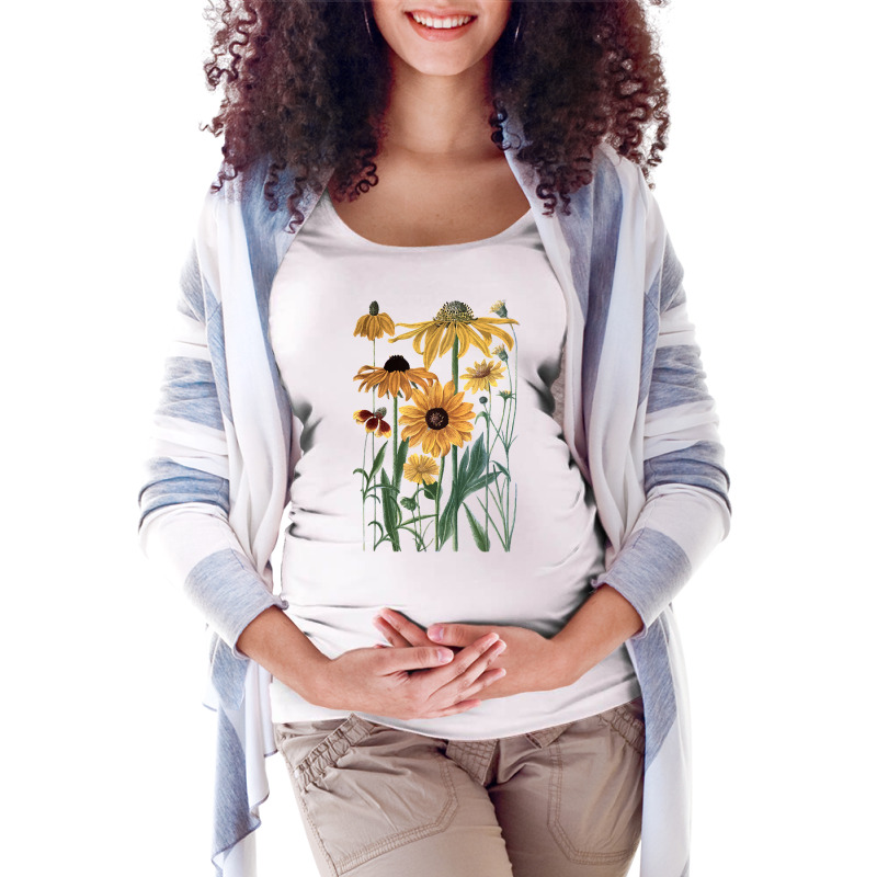 Sunflower Wildflower Vintage Botanical Plant Gardening T Shirt Maternity Scoop Neck T-shirt by cm-arts | Artistshot