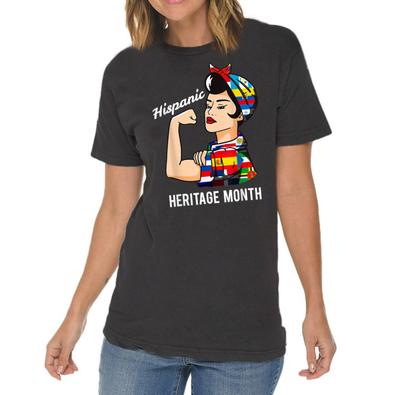 National Hispanic Heritage Month Woman Latin Culture Flags T Shirt Vintage T-Shirt by puetzee | Artistshot