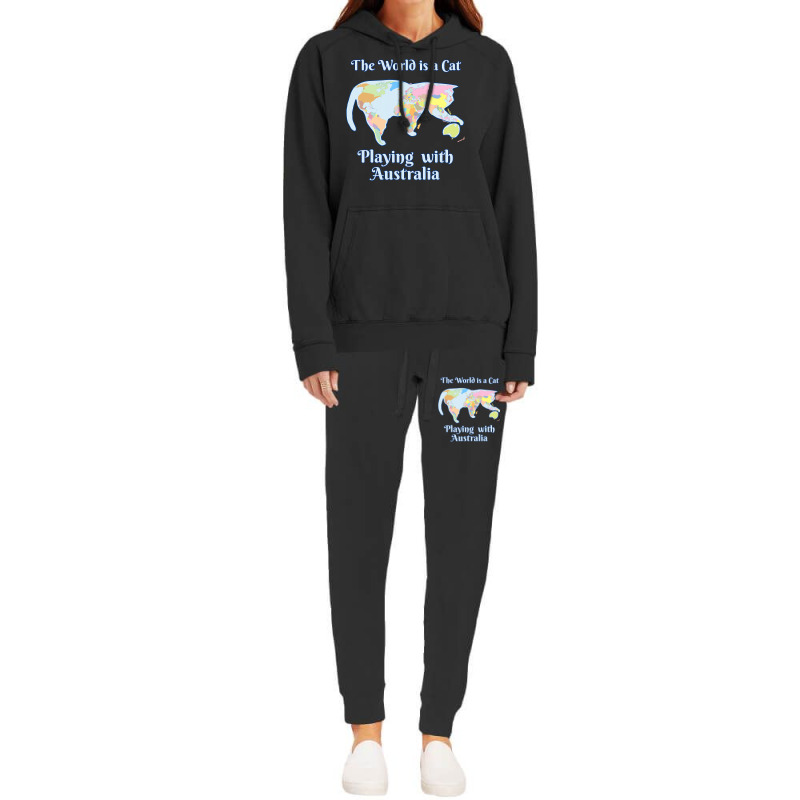 Funny World Is A Cat Playing Map Hoodie & Jogger Set | Artistshot