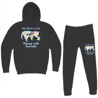 Funny World Is A Cat Playing Map Hoodie & Jogger Set | Artistshot