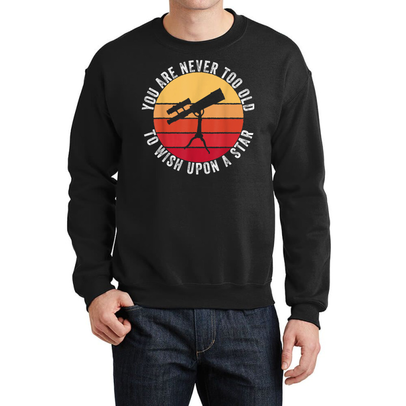 Retro Vintage Telescope Science Stars Planets For Men Boys Crewneck Sweatshirt | Artistshot