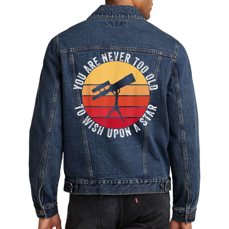 Retro Vintage Telescope Science Stars Planets For Men Boys Men Denim Jacket | Artistshot