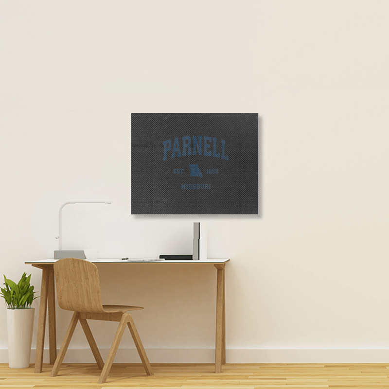 Parnell Missouri Mo Vintage Athletic Navy Sports Design Landscape Canvas Print | Artistshot