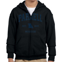 Parnell Missouri Mo Vintage Athletic Navy Sports Design Youth Zipper Hoodie | Artistshot