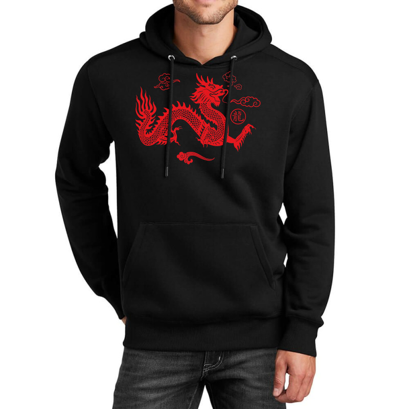 Red Japanese Dragon Aesthetic Grunge 90s Chinese Dragon Unisex Hoodie | Artistshot