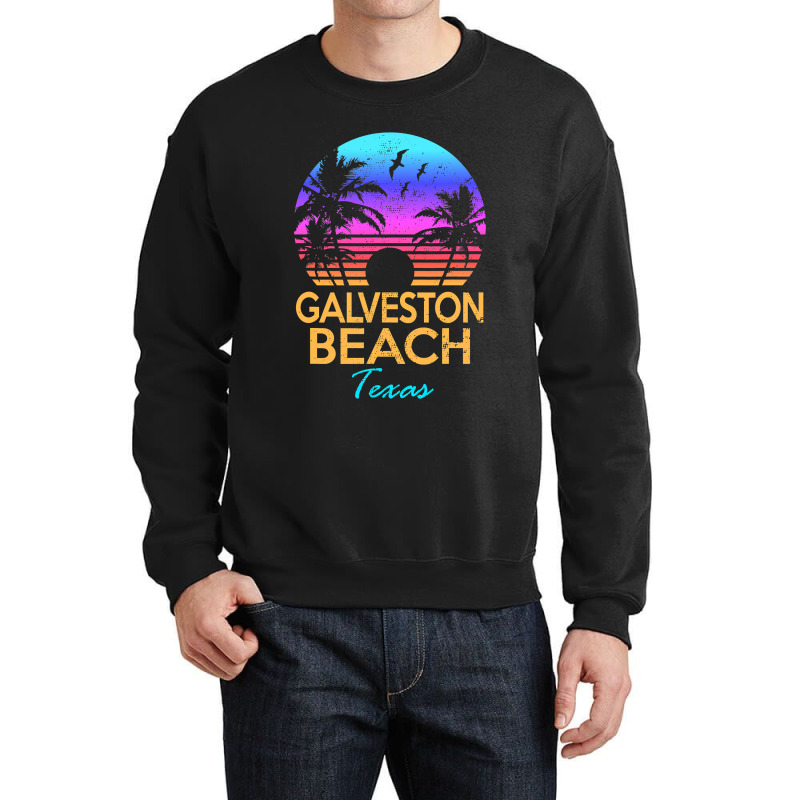 Galveston Beach Texas Summer Vacation Vintage Sunset Graphic Crewneck Sweatshirt by cm-arts | Artistshot