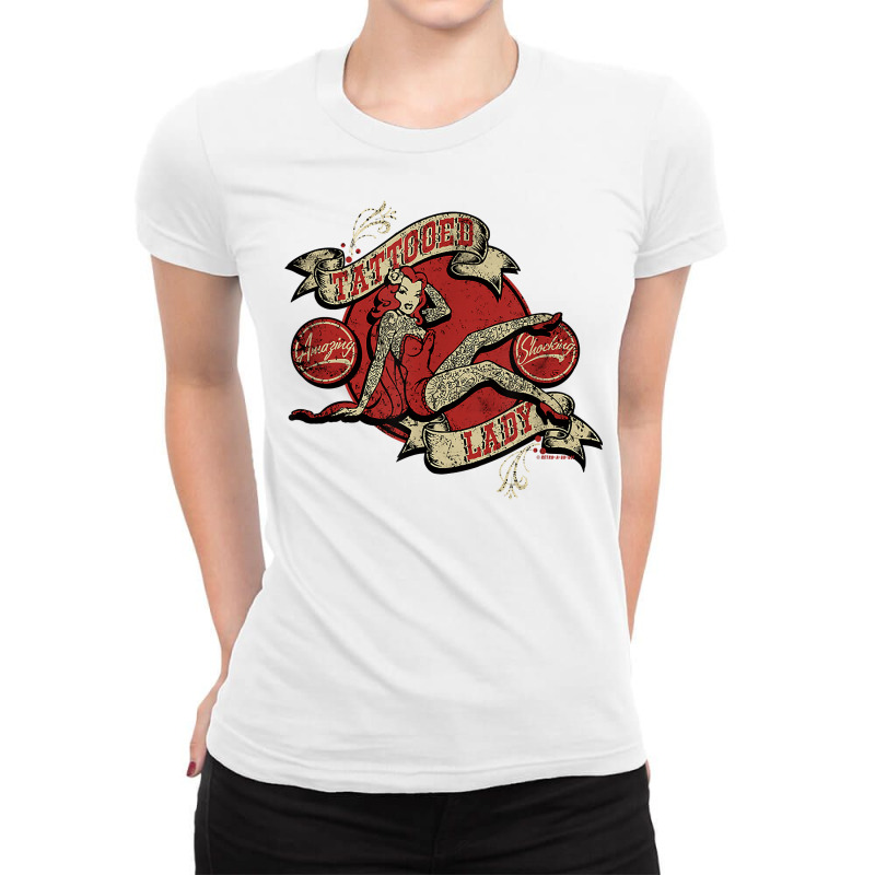 Retro A Go Go Vintage Sideshow Pinup Tattoo Lady T Shirt Ladies Fitted T-Shirt by cm-arts | Artistshot