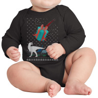 Ugly Christmas Dino Invasion Christmas Meteorite Xmas Long Sleeve Baby Bodysuit | Artistshot