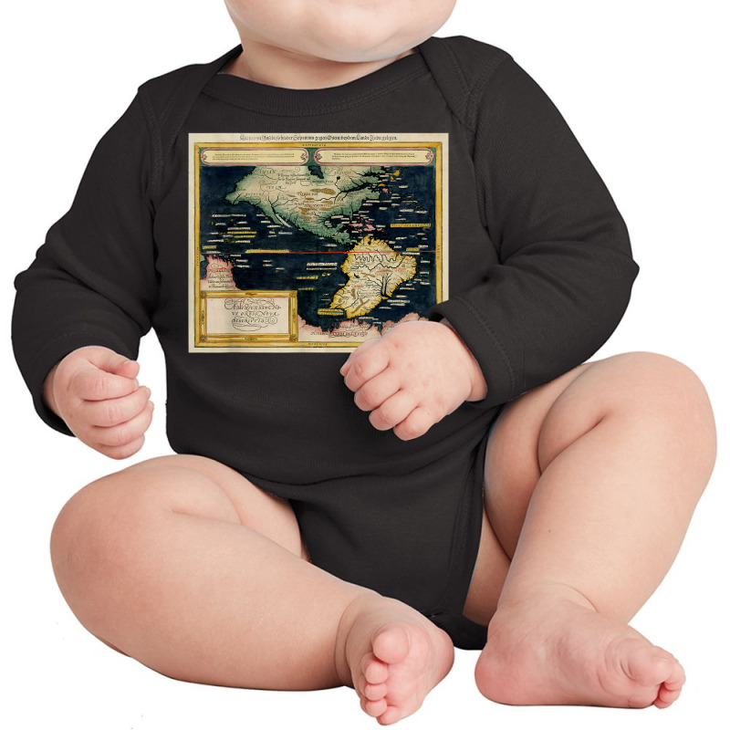 Vintage Americas Map (1590) Long Sleeve Baby Bodysuit | Artistshot