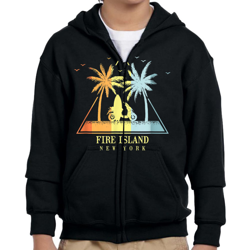 Surfboard Beach Fire Island New York Youth Zipper Hoodie by Golden | Artistshot