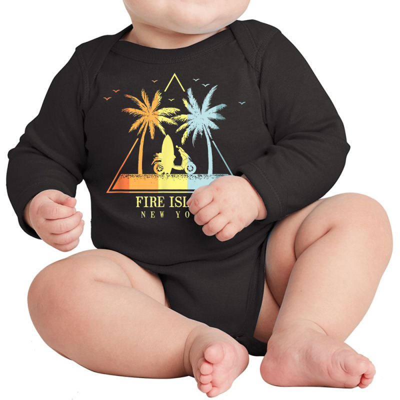 Surfboard Beach Fire Island New York Long Sleeve Baby Bodysuit by Golden | Artistshot