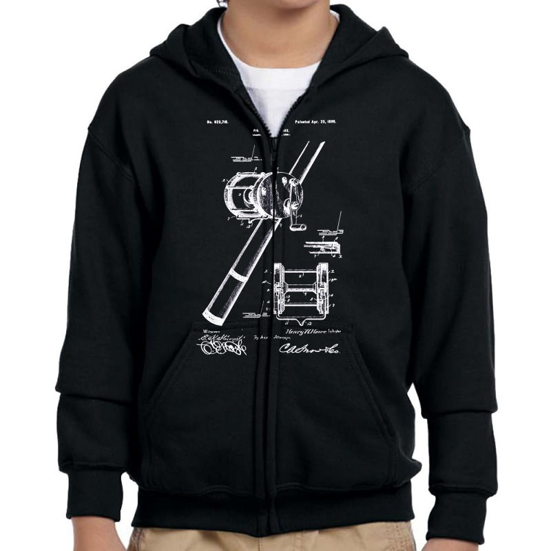 Fishing Reel 1899 Patent, Fishing Reel 1899 Patents, The Fishing Reel  Youth Zipper Hoodie by SHOPPERTHIT | Artistshot