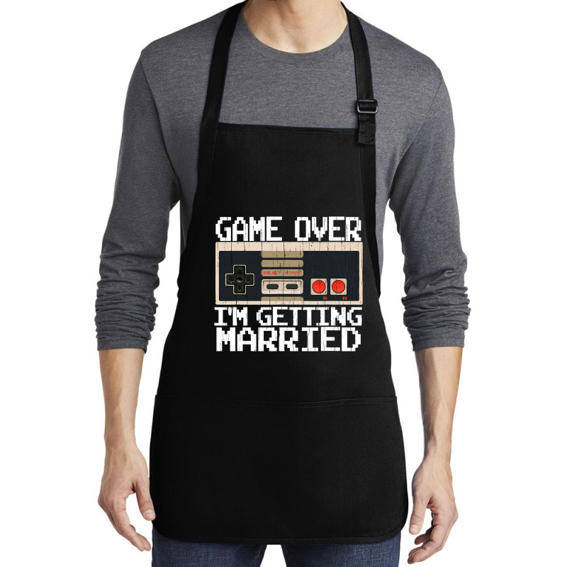 Game Over Im Getting Married Bachelor Party Medium-length Apron | Artistshot