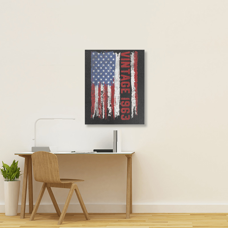 Vintage 1963 Usa American Flag 60 Years Old 60th Birthday Portrait Canvas Print | Artistshot