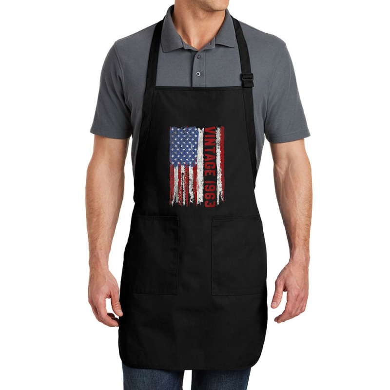 Vintage 1963 Usa American Flag 60 Years Old 60th Birthday Full-length Apron | Artistshot