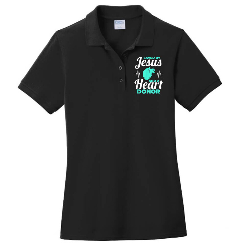 Saved By Jesus And A Heart Donor Organ Donation Awareness Ladies Polo Shirt by Fly | Artistshot