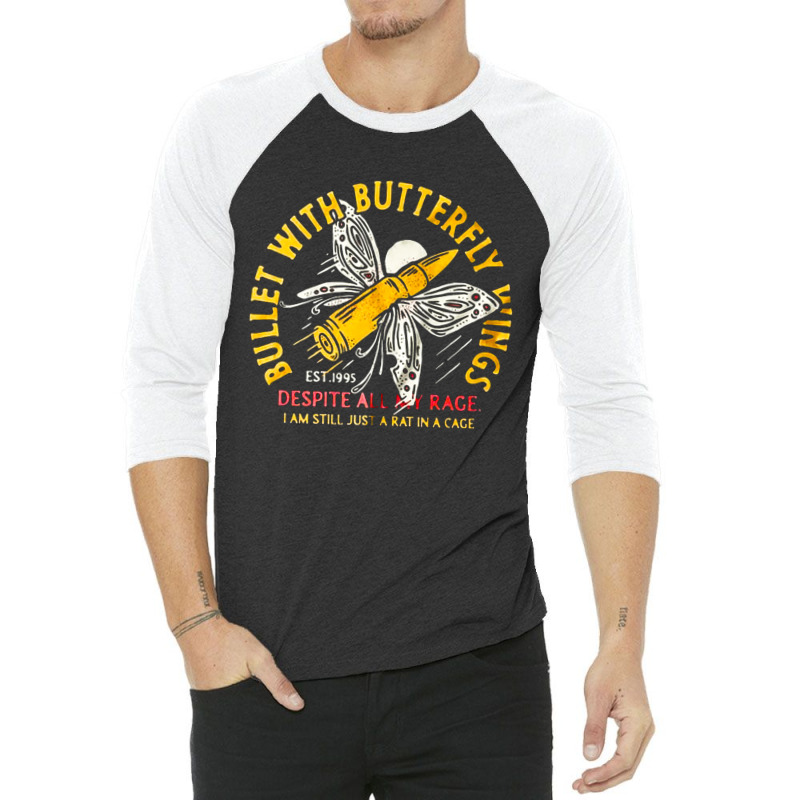 Bullet With Butterfly Wings, Bullet With Butterfly Wing, Bullet, With, 3/4 Sleeve Shirt | Artistshot