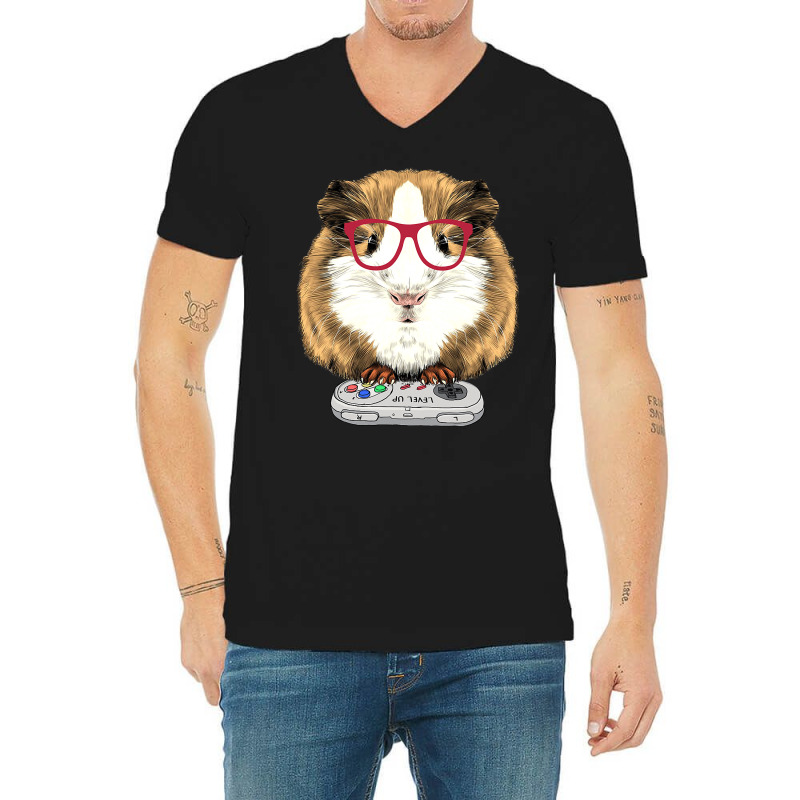 Guinea Pig Video Game Wildlife Animal Gift Guinea Pig Gamers V-neck Tee | Artistshot