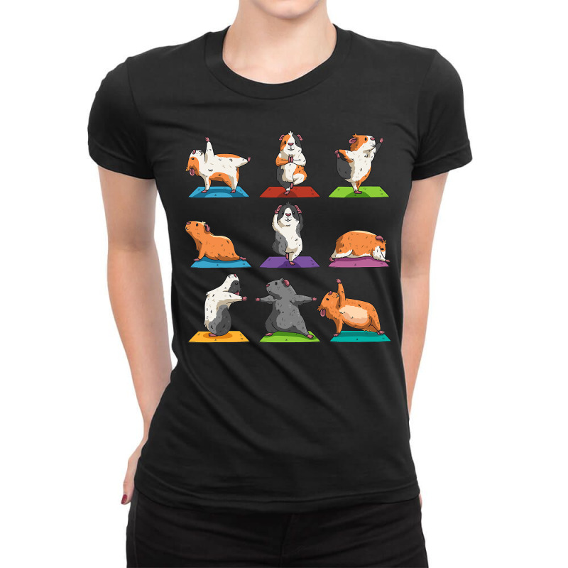 Guinea Pig Yoga Position Workout Gift Ladies Fitted T-Shirt by AuturoMedero | Artistshot