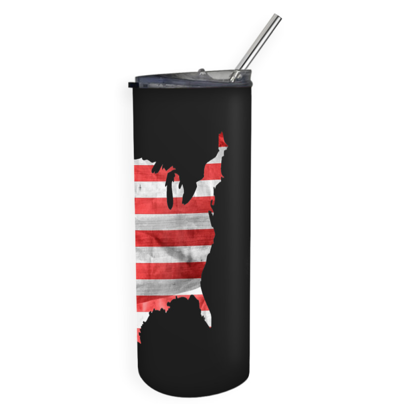 Usa Flag On Usa Map Skinny Tumbler | Artistshot