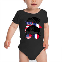 Womens Half American Half France Messy Bun France Heritage Baby Bodysuit | Artistshot