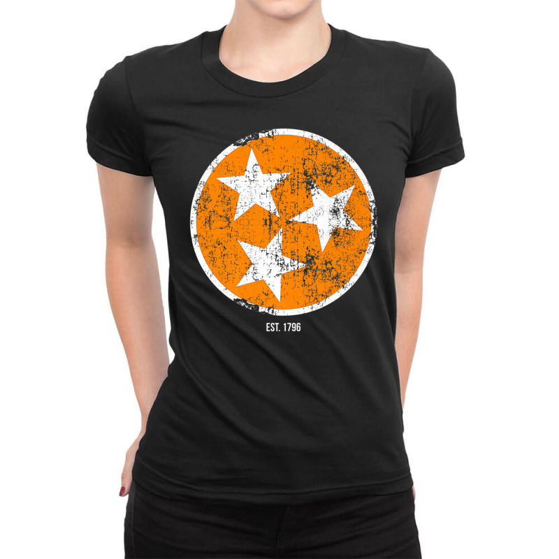 Tennessee Shirt State Flag Orange & White Vintage Est. 1796 Ladies Fitted T-Shirt by cm-arts | Artistshot