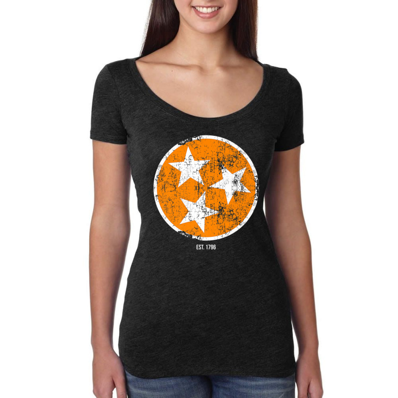 Tennessee Shirt State Flag Orange & White Vintage Est. 1796 Women's Triblend Scoop T-shirt by cm-arts | Artistshot