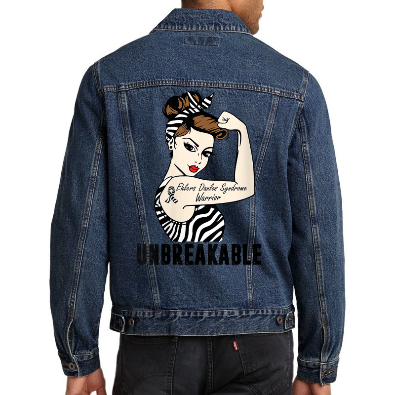 Womens Ehlers Danlos Syndrome Warrior Unbreakable Strong Woman V Neck Men Denim Jacket | Artistshot