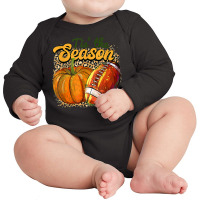 Tis The Season Leopard Pumpkin Football Autumn Thanksgiving Long Sleeve Baby Bodysuit | Artistshot