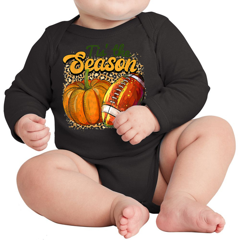 Tis The Season Leopard Pumpkin Football Autumn Thanksgiving Long Sleeve Baby Bodysuit by Skunk | Artistshot