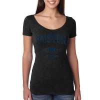 Toston Montana Mt Vintage Athletic Navy Sports Design Women's Triblend Scoop T-shirt | Artistshot