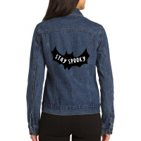 Stay Spooky Bat Cool Happy Halloween Gift Ladies Denim Jacket | Artistshot