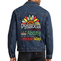 Dyslexia Is Not Disability Dyslexia Awareness Silver Ribbon T Shirt Men Denim Jacket | Artistshot