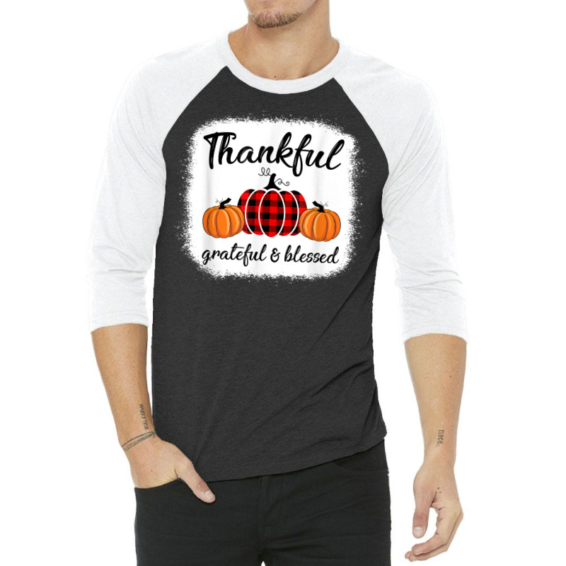 Vintage Plaid Pumpkin Fall Season Thanksgiving Autumn Lover 3/4 Sleeve Shirt | Artistshot