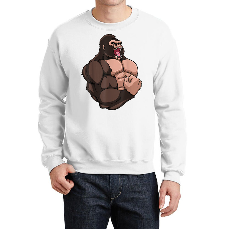 Gym Gorilla Muscular Trainer Bulking Building Ape Work Out T Shirt Crewneck Sweatshirt by cm-arts | Artistshot